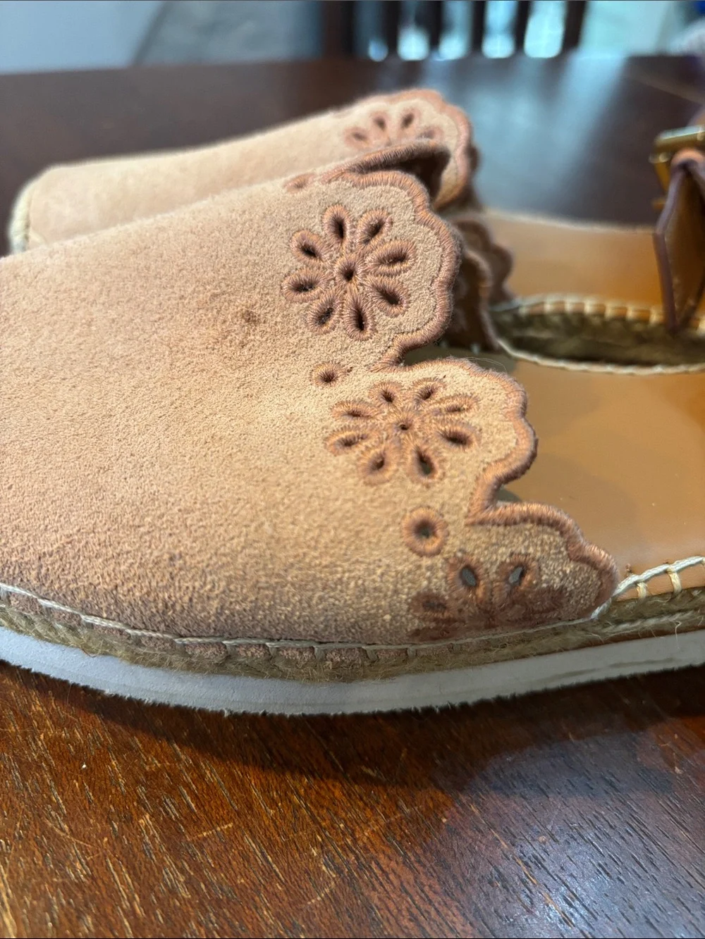 See By Chloe‎ Blush Suede Espadrille Sandals with Ankle Strap